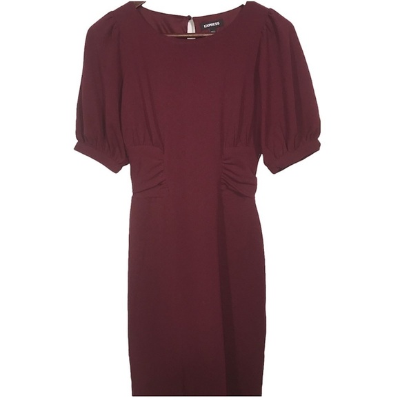 Women's Express Burgundy Short Sleeve Modest Dress - Picture 1 of 13